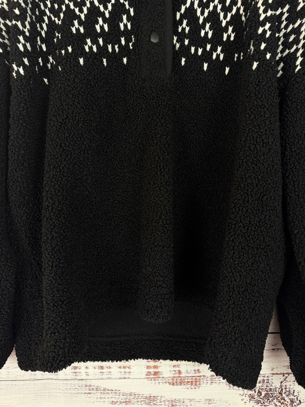 LOFT Petite Black & White Sherpa Fleece Pullover | MP - Picture 7 of 10